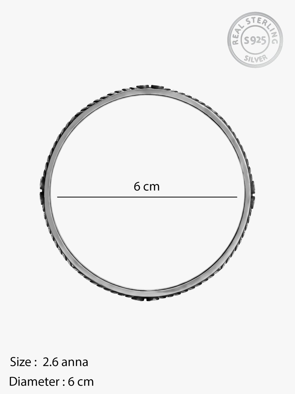 Oxidised Silver Lasting Memories Bangle (Size 2.6)