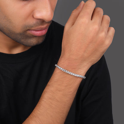 Silver Argent Weave Bracelet For Him