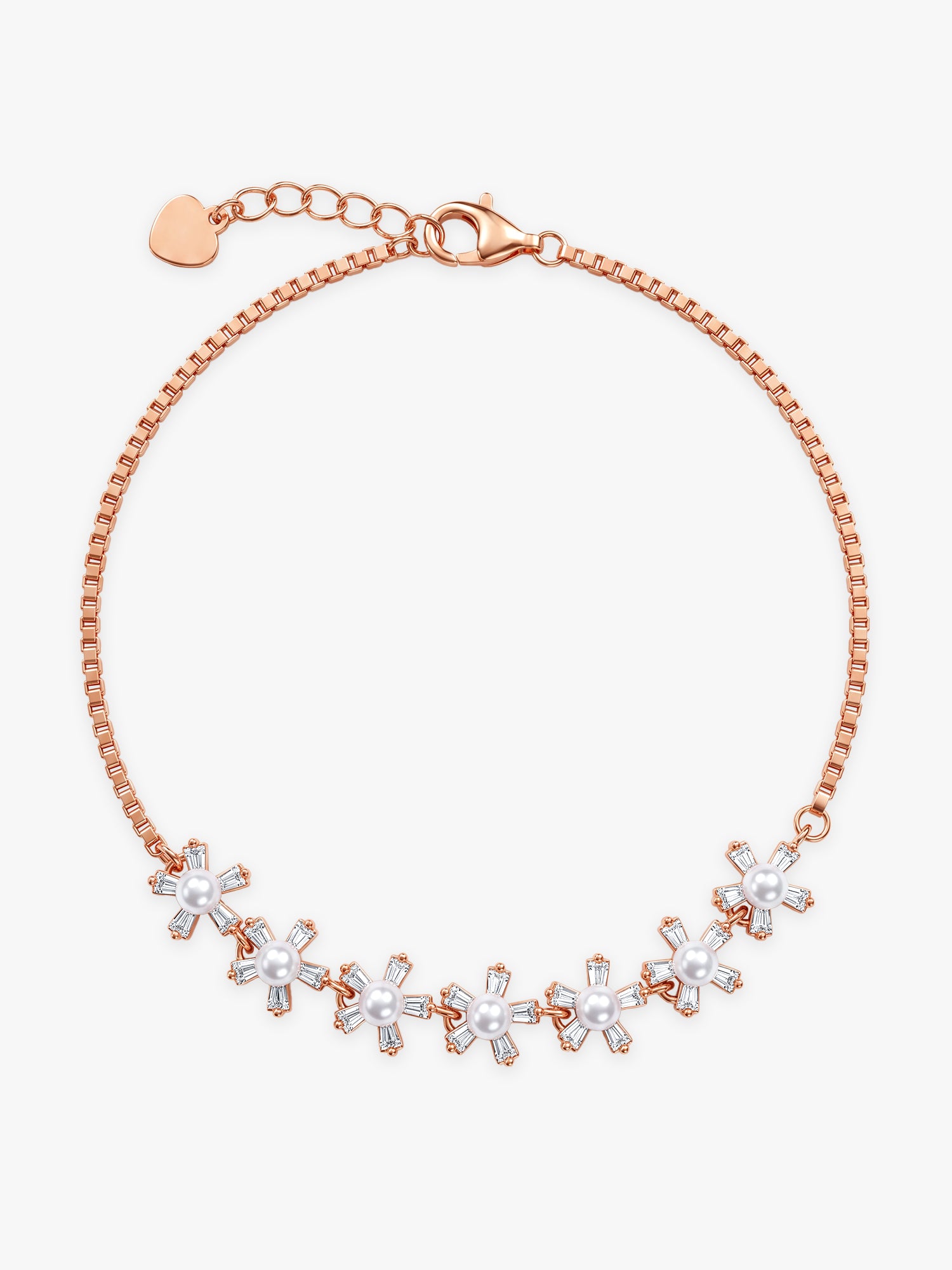 Rose Gold Dazzling Flower Pearl Bracelet