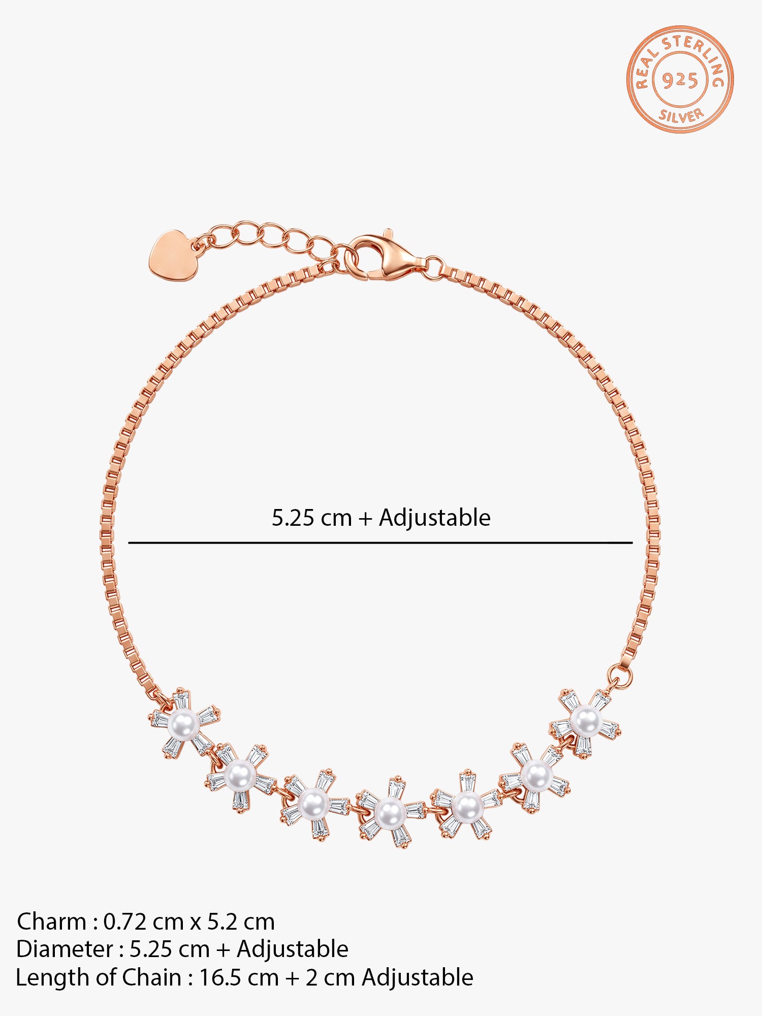 Rose Gold Dazzling Flower Pearl Bracelet