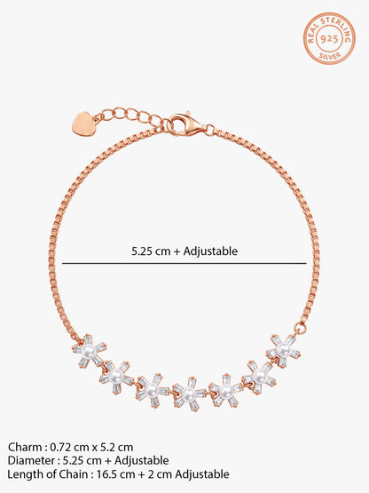 Rose Gold Dazzling Flower Pearl Bracelet