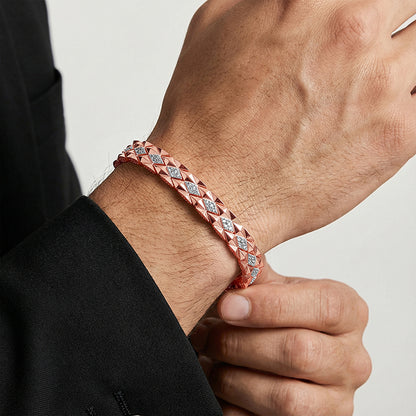 Rose Gold Imperial Grid Bracelet For Him