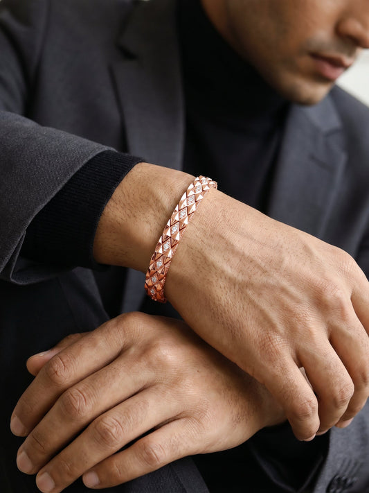 Rose Gold Imperial Grid Bracelet For Him