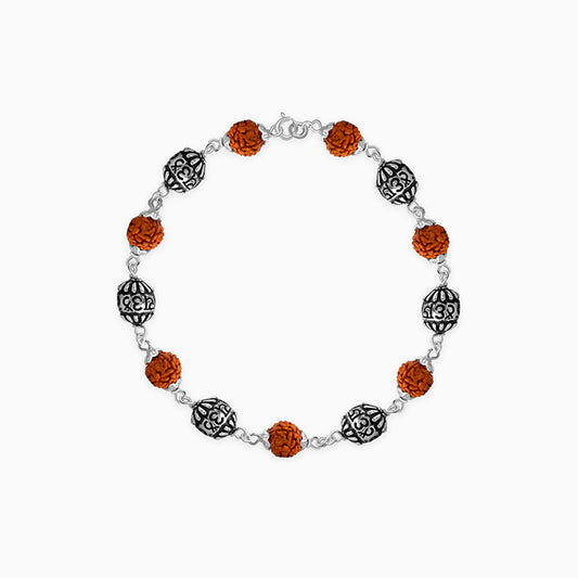 Oxidised Silver Rudraksha Bracelet For Him