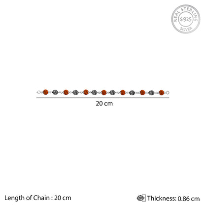 Oxidised Silver Rudraksha Bracelet For Him