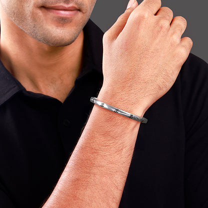 Oxidised Silver Om Kada For Him