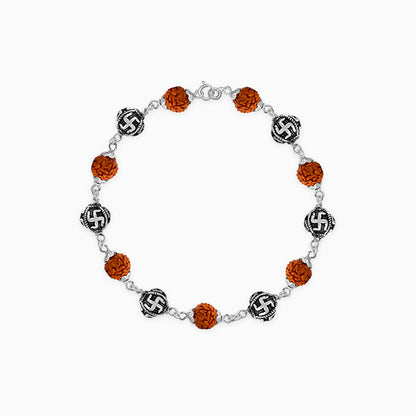 Oxidised Silver Rudraksha Bracelet For Him