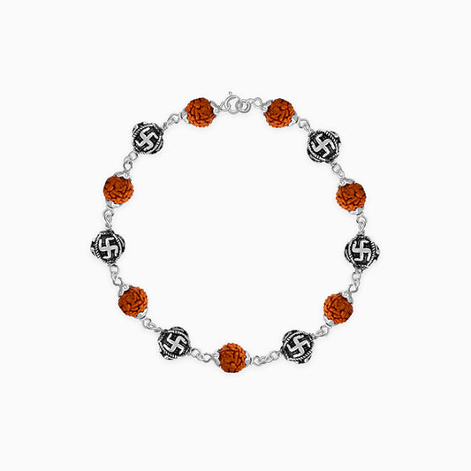 Oxidised Silver Rudraksha Bracelet For Him