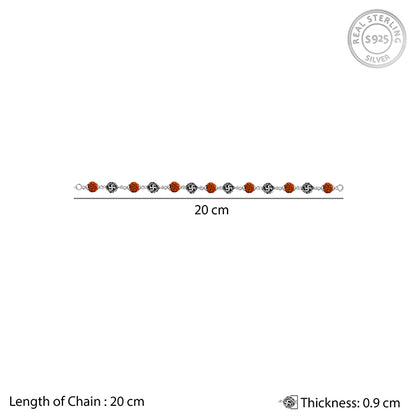 Oxidised Silver Rudraksha Bracelet For Him