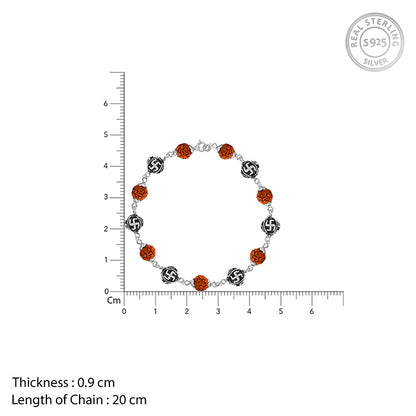 Oxidised Silver Rudraksha Bracelet For Him