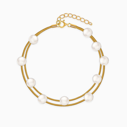 Golden Pearl Station Bracelet