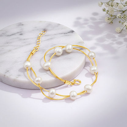 Golden Pearl Station Bracelet