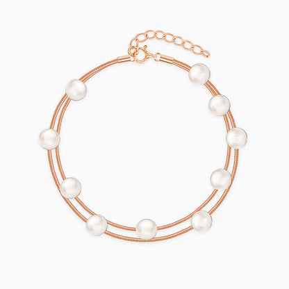 Rose Gold Pearl Station Bracelet