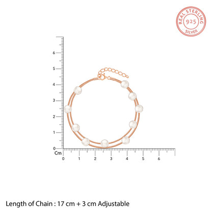 Rose Gold Pearl Station Bracelet