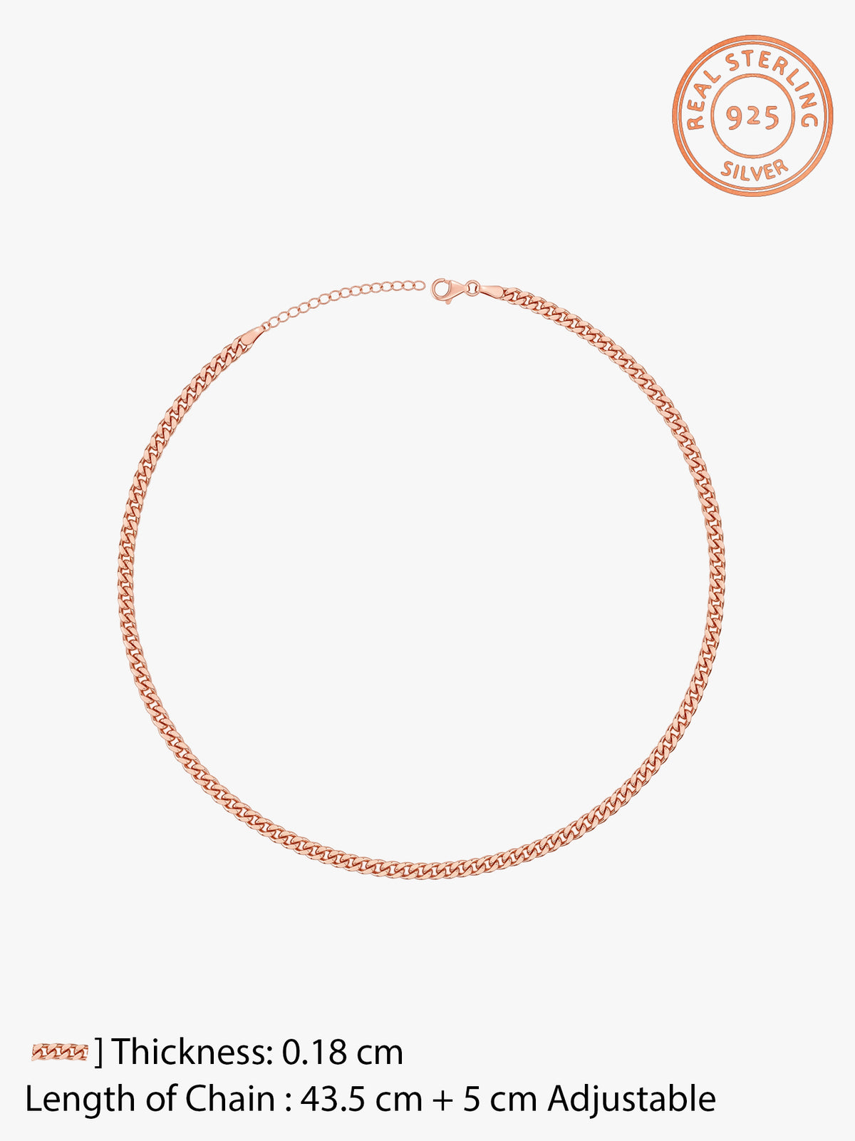Rose Gold Ember Flat Cuban Chain