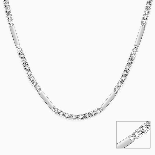 Silver Figaro Bar Chain For Him