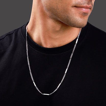 Silver Figaro Bar Chain For Him