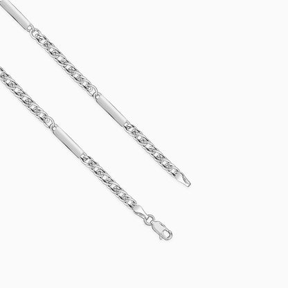 Silver Figaro Bar Chain For Him