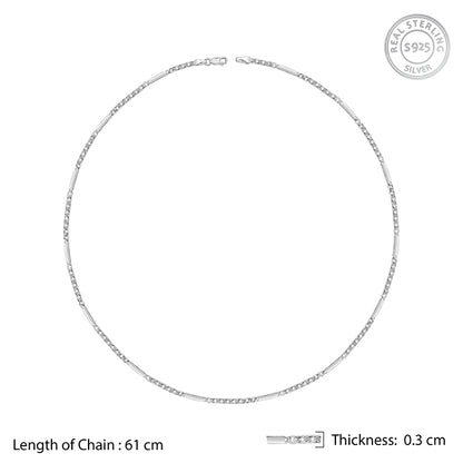 Silver Figaro Bar Chain For Him