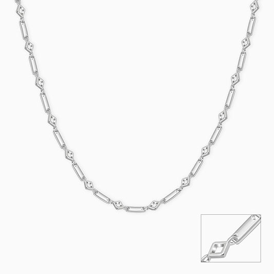 Silver Square & Bar Chain For Him