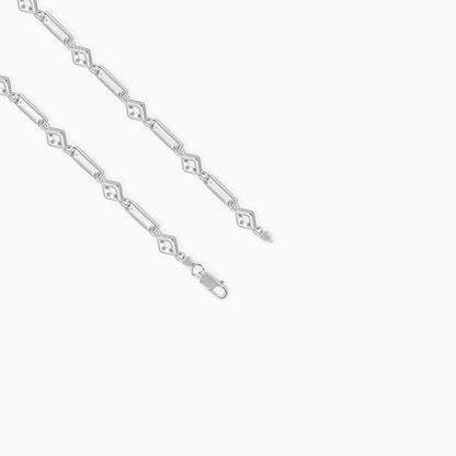 Silver Square & Bar Chain For Him