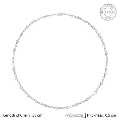 Silver Square & Bar Chain For Him