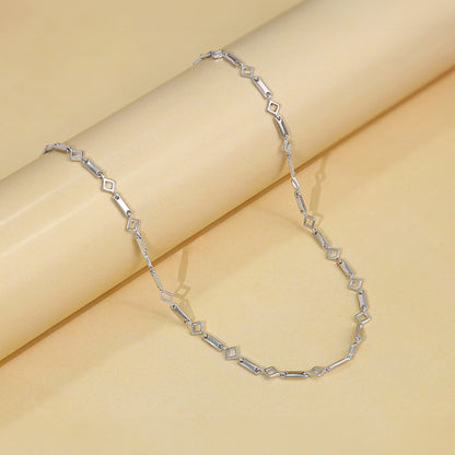 Silver Square & Bar Chain For Him