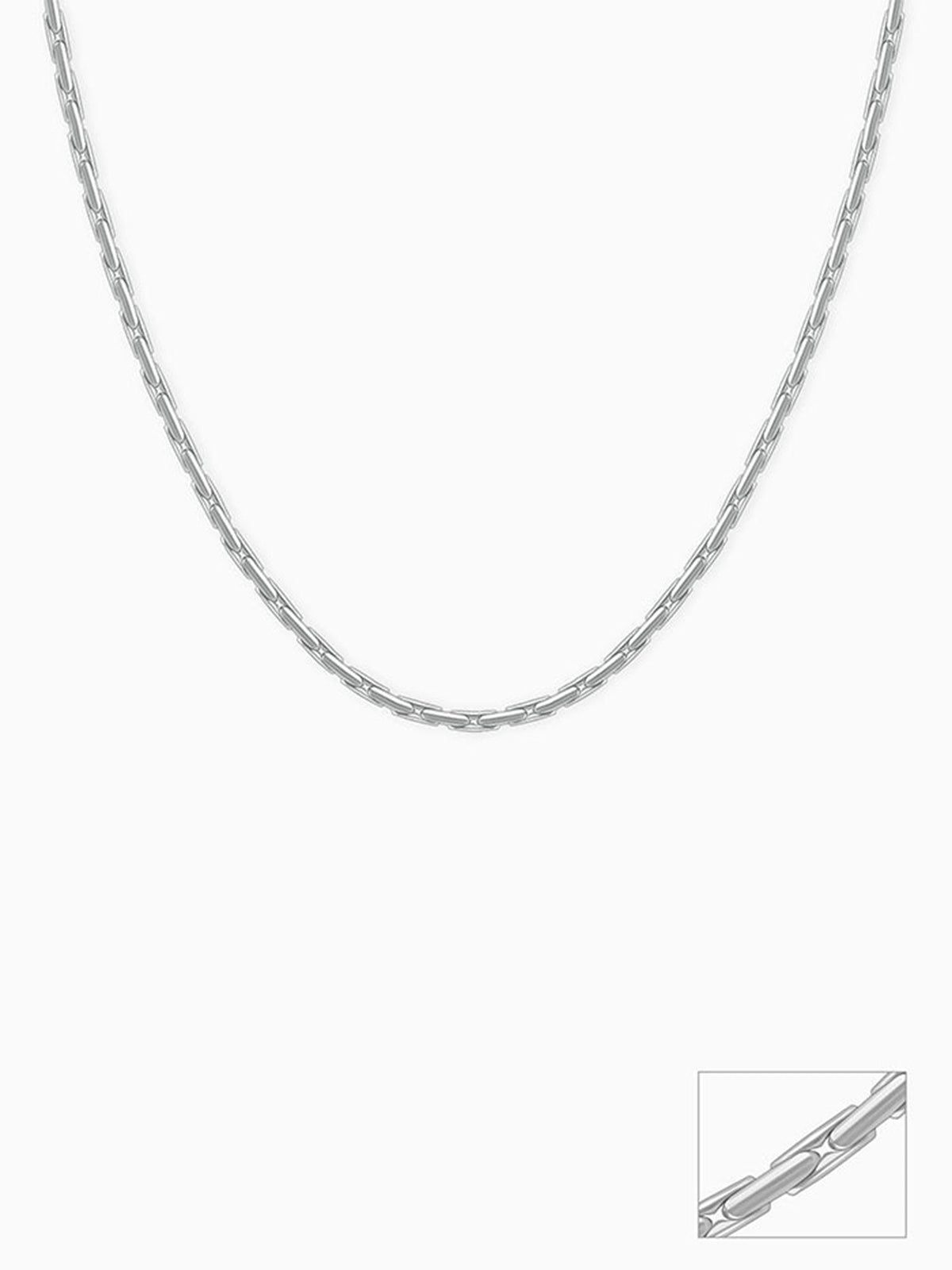 Silver Elongated Box Chain For Him