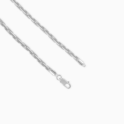 Silver Elongated Box Chain For Him