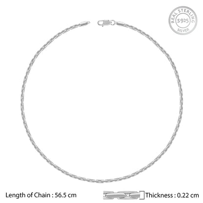 Silver Elongated Box Chain For Him