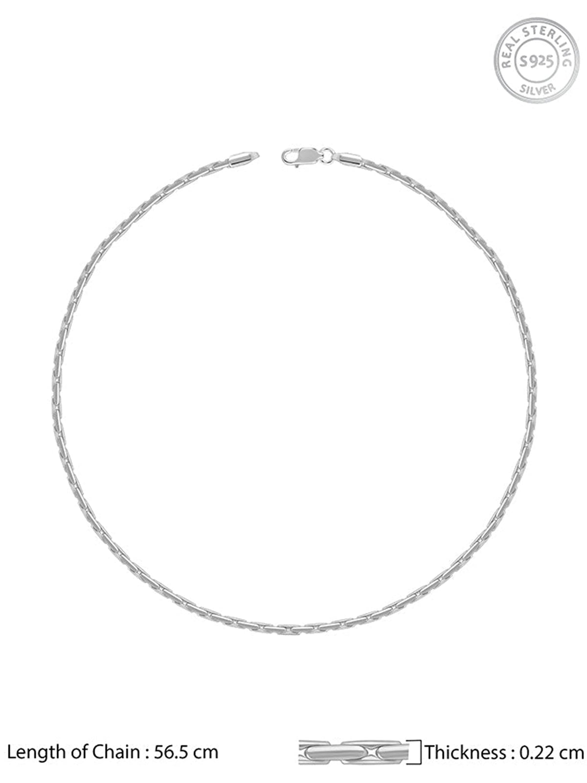 Silver Elongated Box Chain For Him