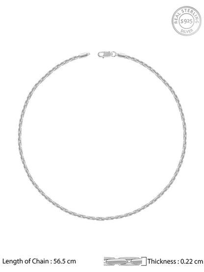Silver Elongated Box Chain For Him