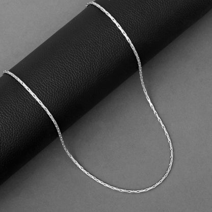 Silver Elongated Box Chain For Him