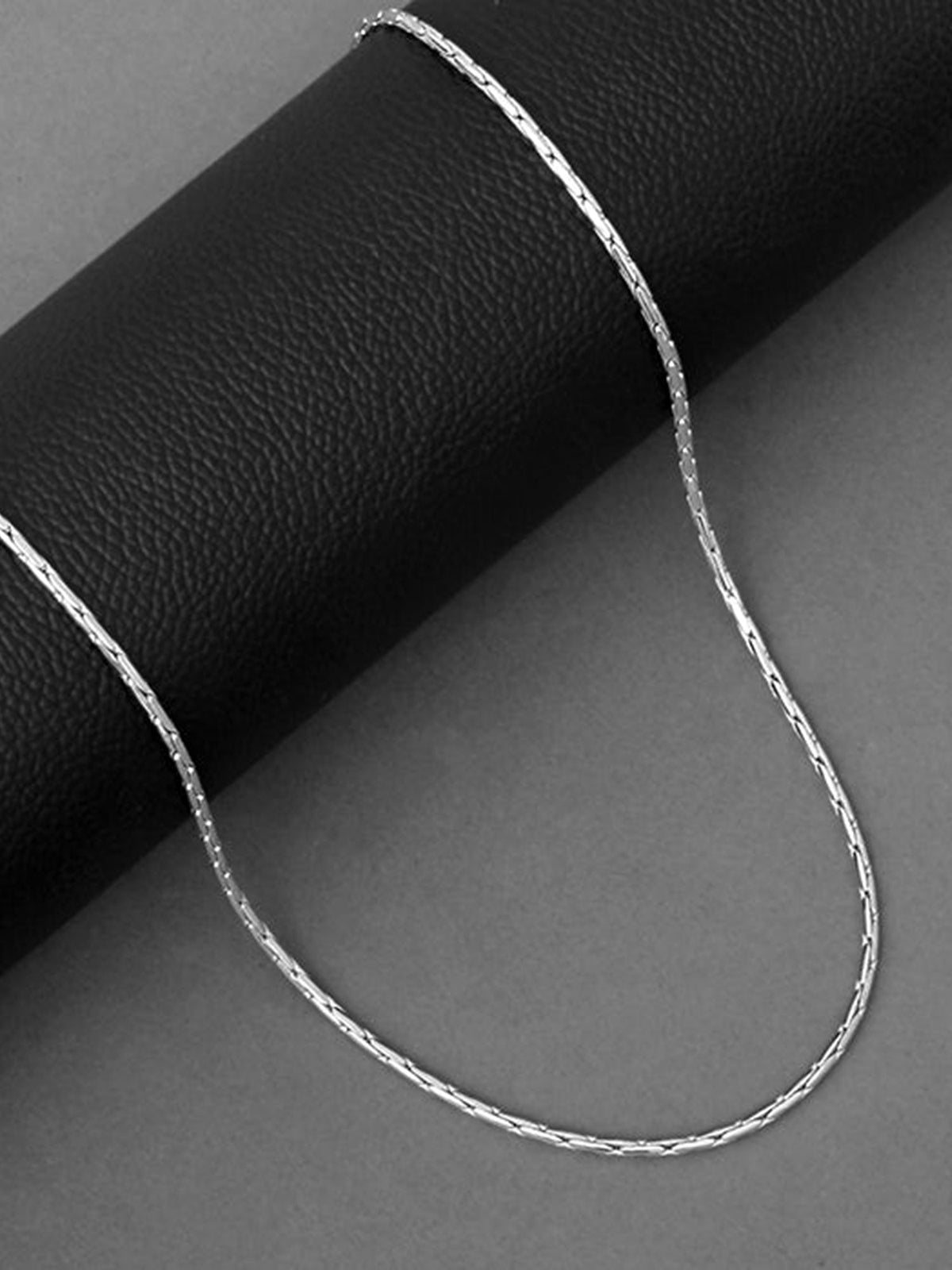 Silver Elongated Box Chain For Him