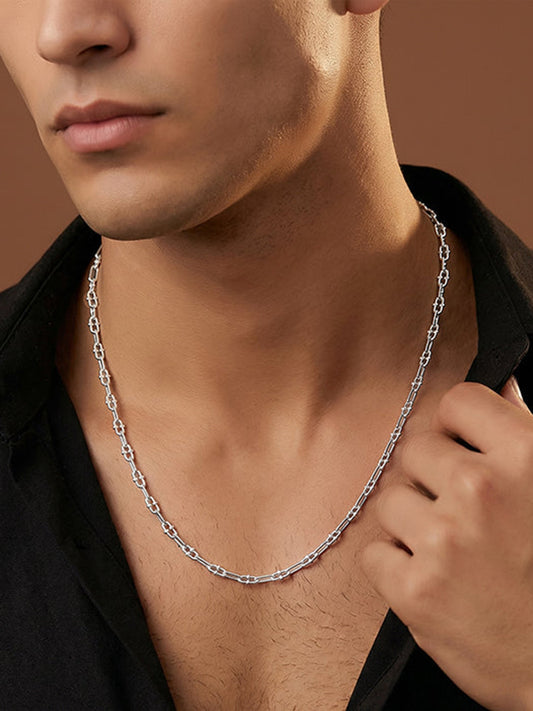 Silver Beaded Paperclip Chain for Him