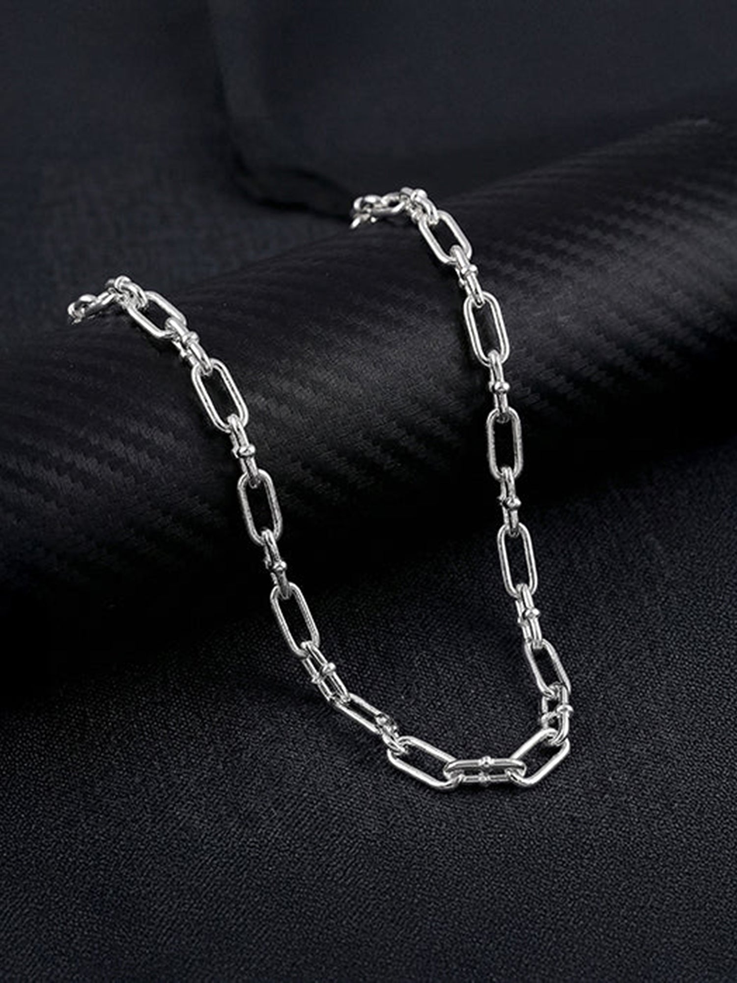 Silver Beaded Paperclip Chain for Him