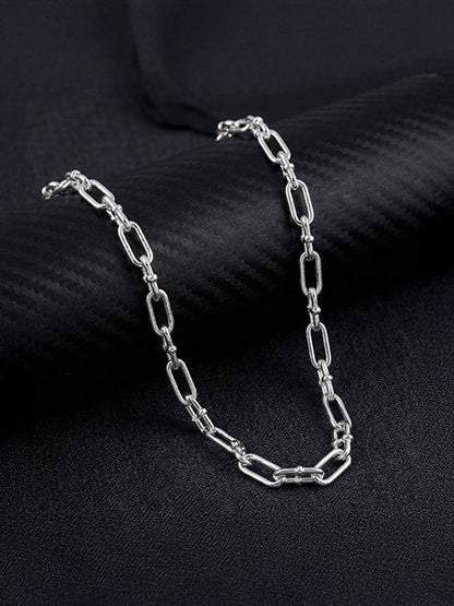 Silver Beaded Paperclip Chain for Him