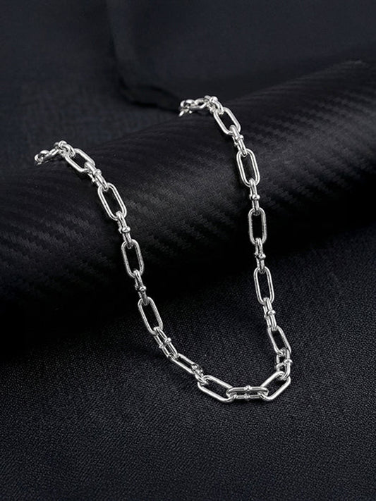 Silver Beaded Paperclip Chain for Him