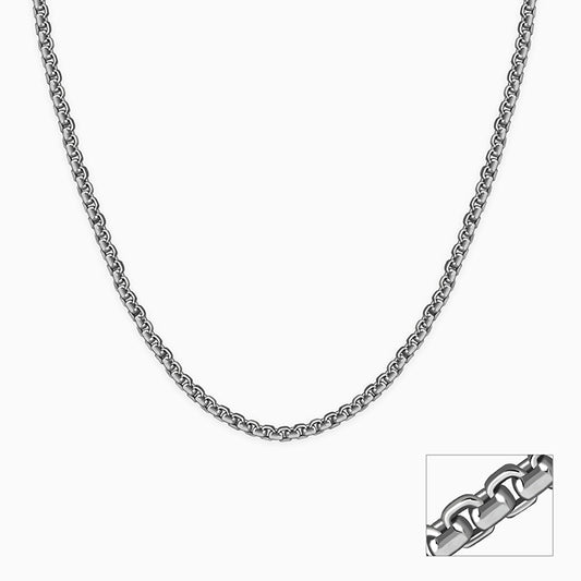 Oxidised Silver Flex Box Chain For Him