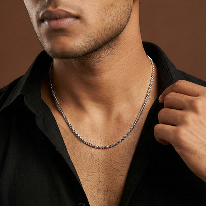 Oxidised Silver Flex Box Chain For Him