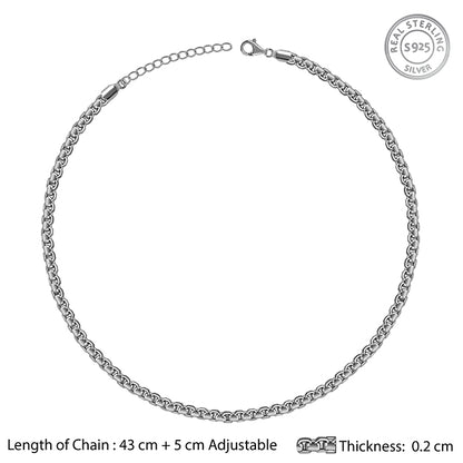 Oxidised Silver Flex Box Chain For Him