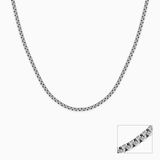 Oxidised Silver Octagonal Box Chain For Him