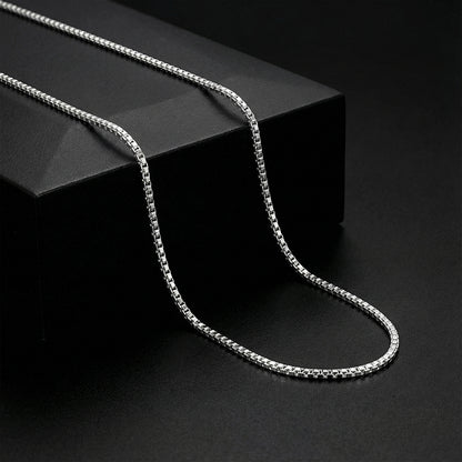 Oxidised Silver Octagonal Box Chain For Him