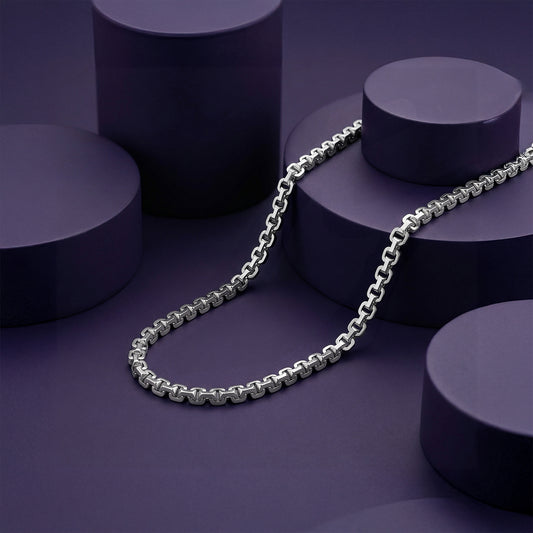 Silver Box Rolo Chain For Him