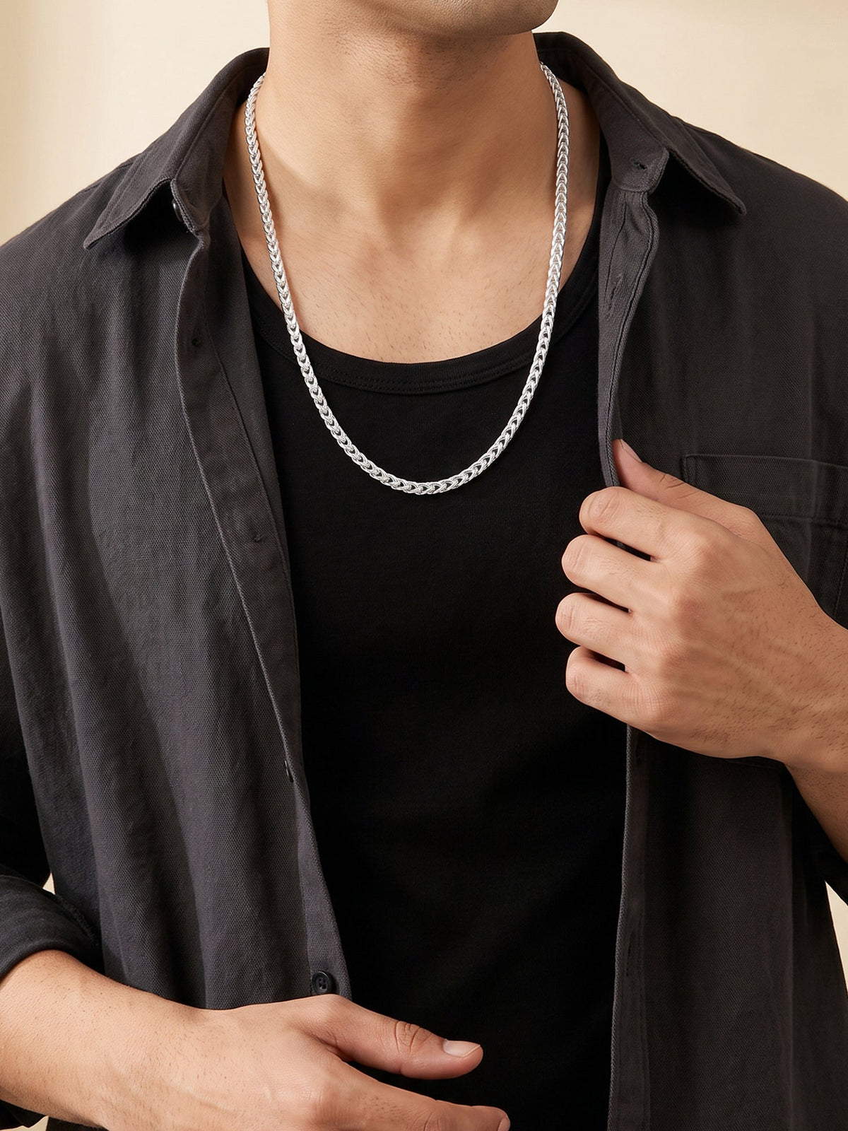 Silver Flint Chain For Him