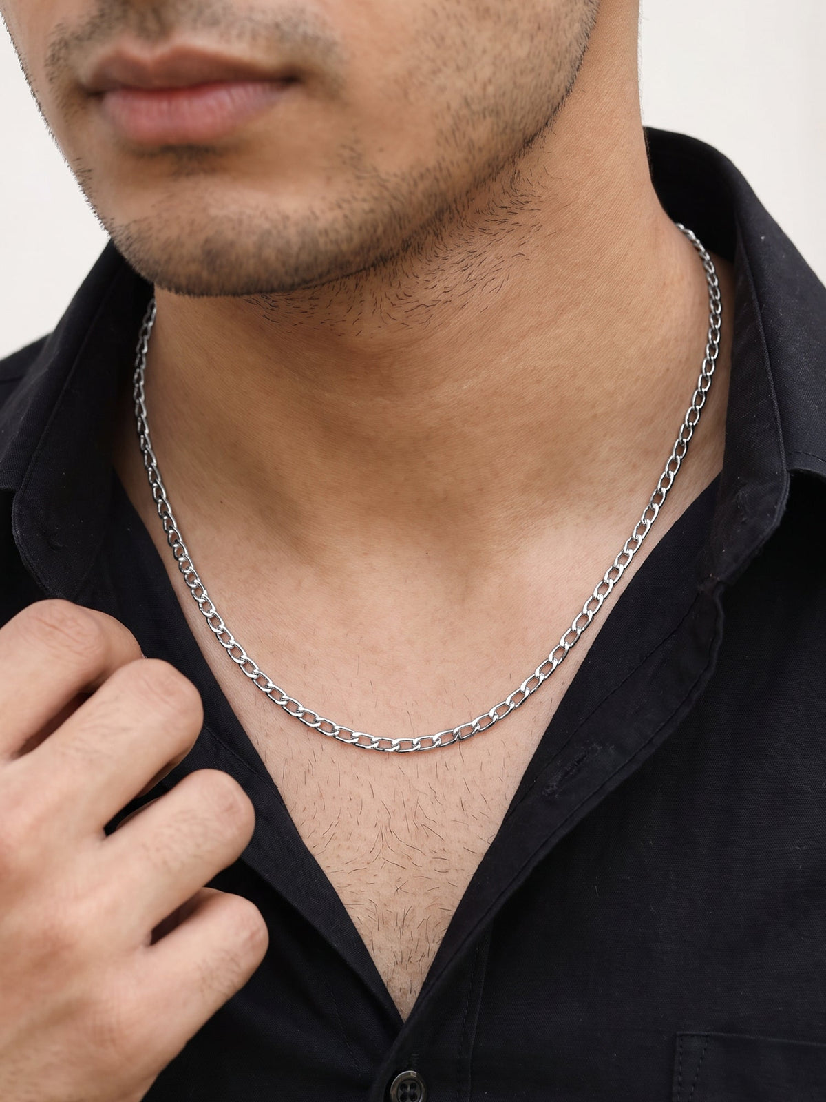 Silver Stylish Curb Chain For Him