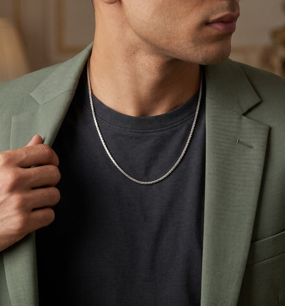 Silver Minimal Box Chain For Him
