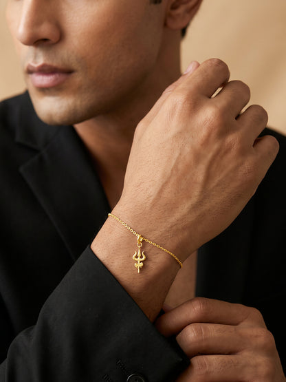 Golden Mahadev Trident Charm For Him