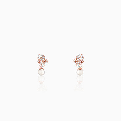 Rose Gold Cluster of Flower Earrings
