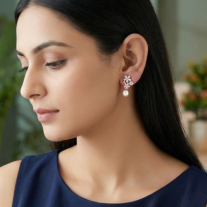 Rose Gold Cluster of Flower Earrings